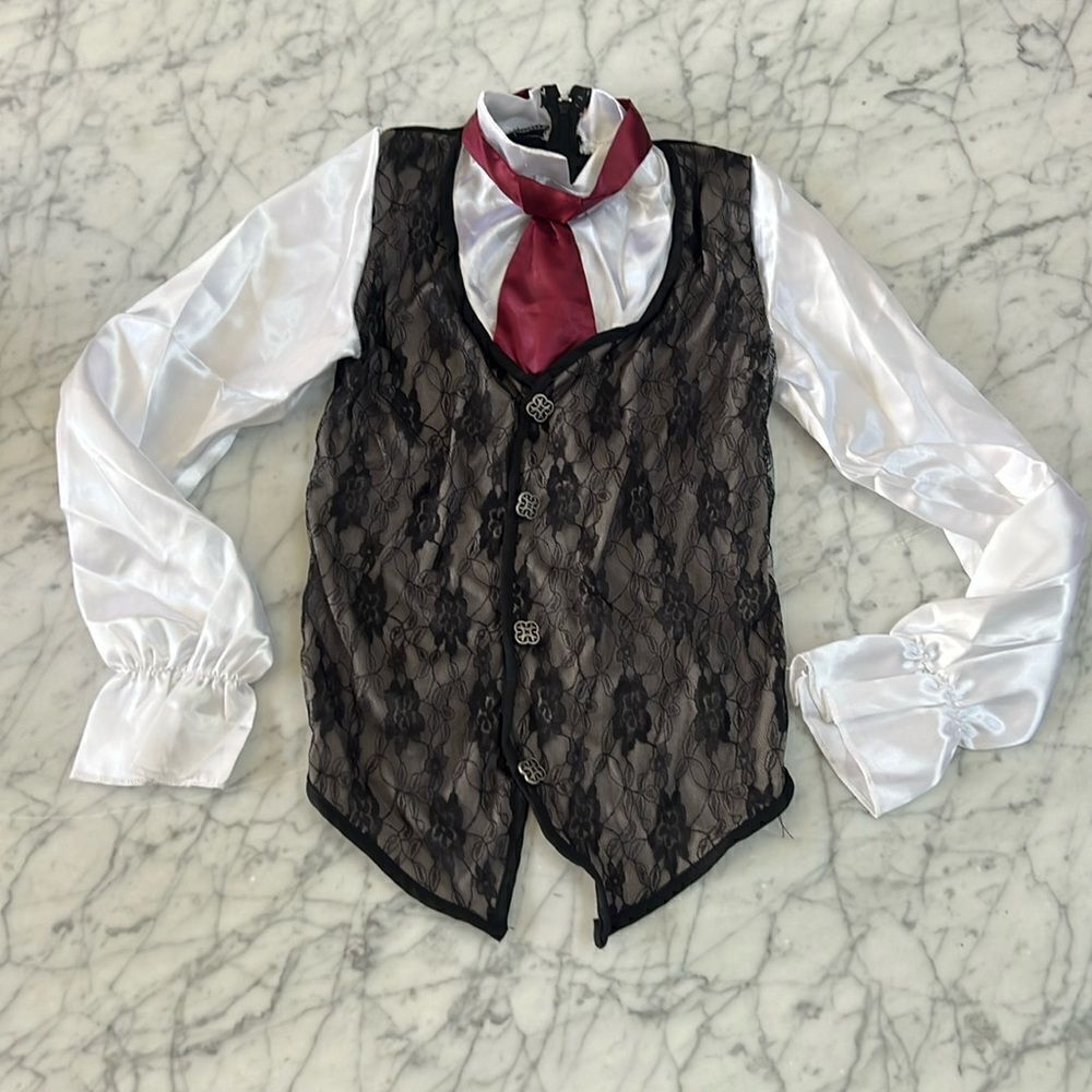 Vampire Dracula Costume Kids Cape and Vest Black Sz 7
